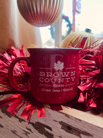 BC logo speckled red 15 oz. campfire ceramic mug