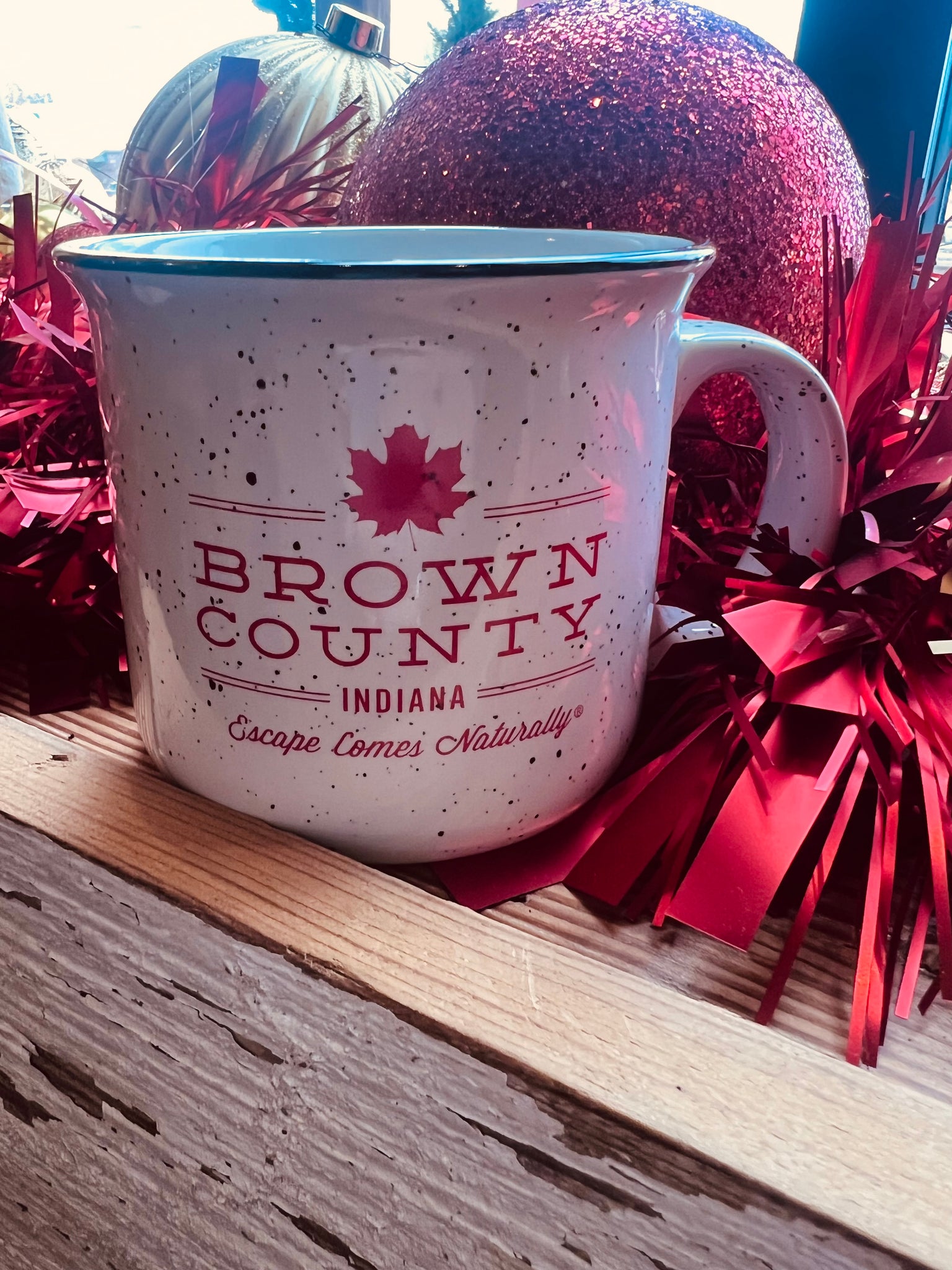 BC logo speckled white 15 oz.campfire ceramic mug