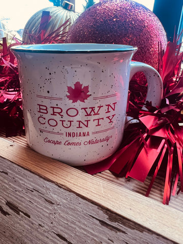 BC logo speckled white 15 oz.campfire ceramic mug